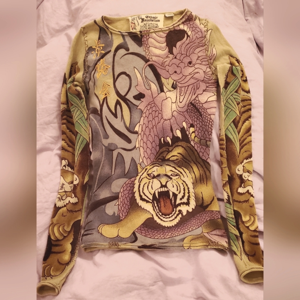 Y2K Ethnic Revolution Printed Cashmere xs